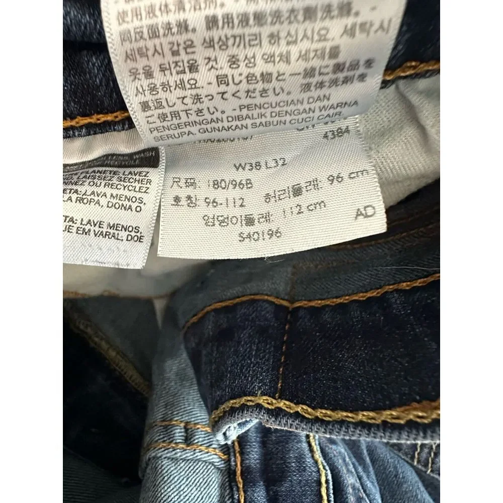 Levis 505 Jeans Mens 38x32 Blue Denim Regular Straight Leg‎ Stretch Dark Wash